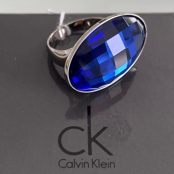 NWT Calvin Klein Blue Cocktail Ring - Picture 1 of 7